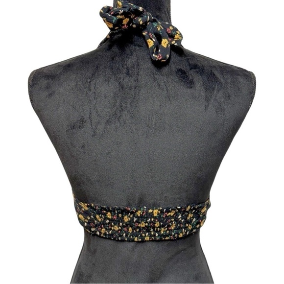 Urban Outfitters Out From Under Black Floral Crop Top Bralette Halter Tie Small - Picture 3 of 5